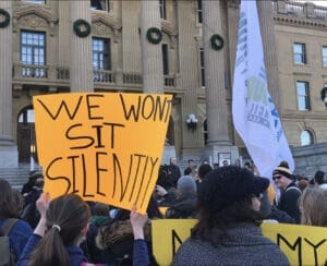 MacEwan university students march to protest UCP budget cuts