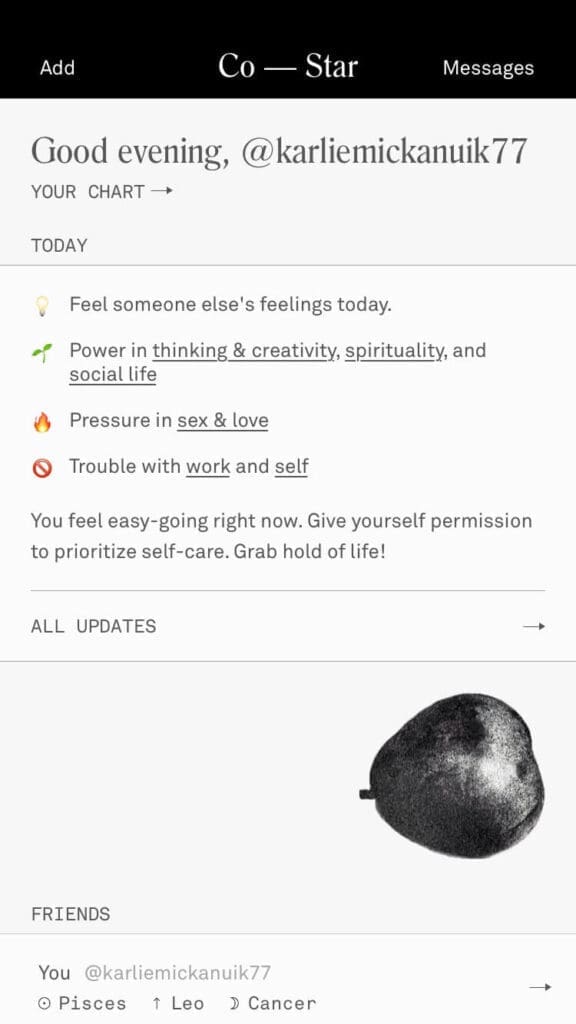 screenshot from app Co-Star