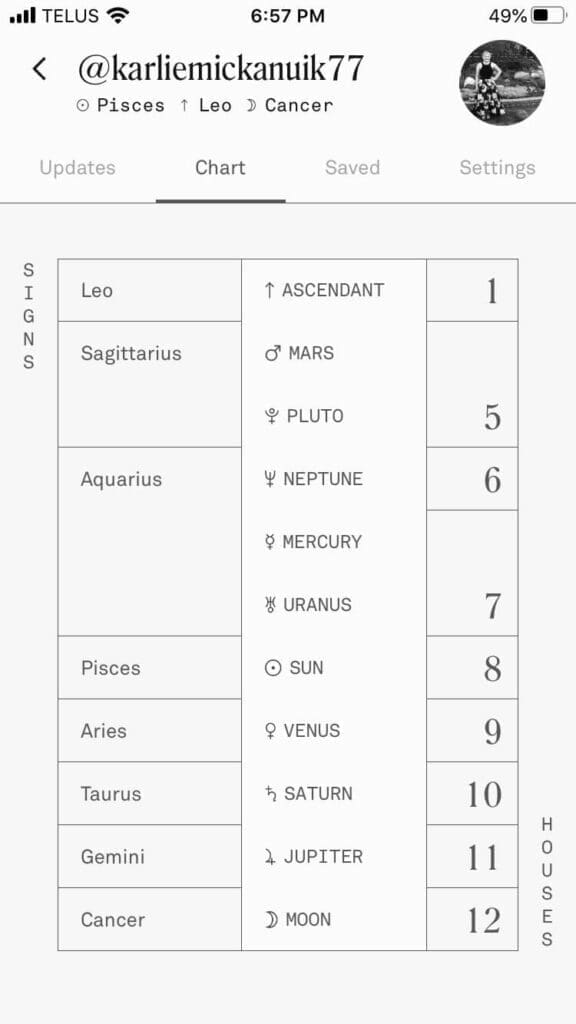 screenshot from app Co-Star