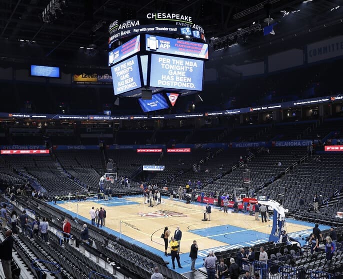 Empty arena during NBA game