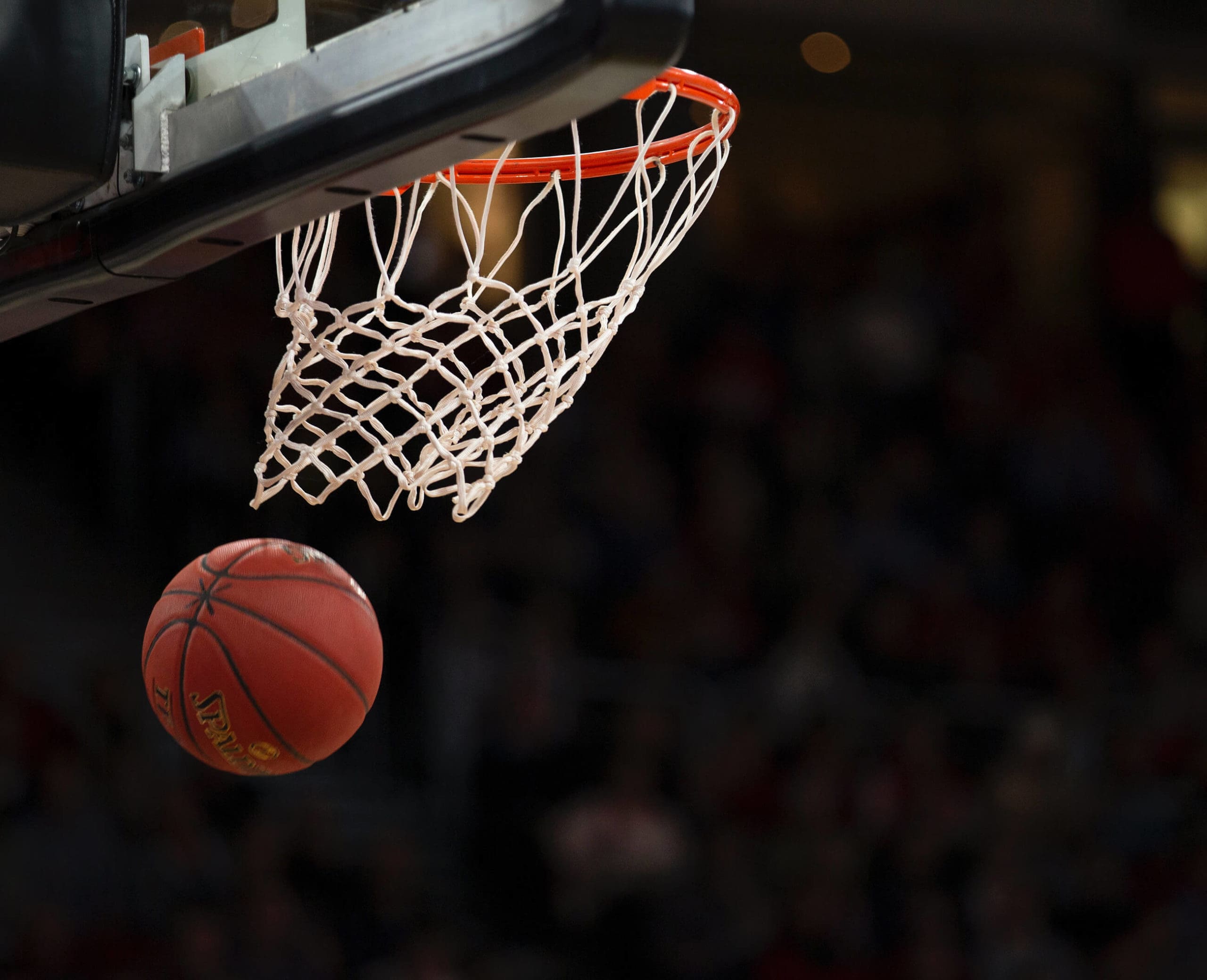 Basketball scoring a goal in the net