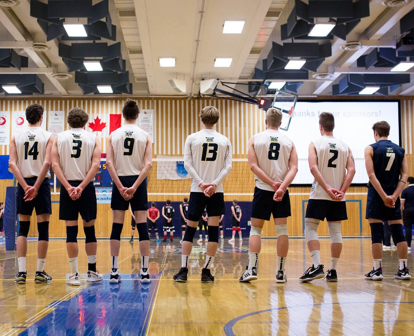 NAIT Men's volleyball team celebrates when the team scores