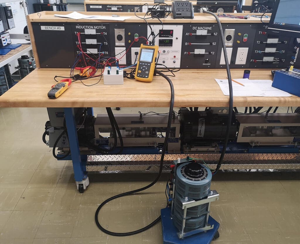 A 3 phase Induction Motor set up for monitoring the power output