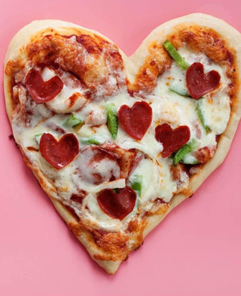 Heart shaped pizza