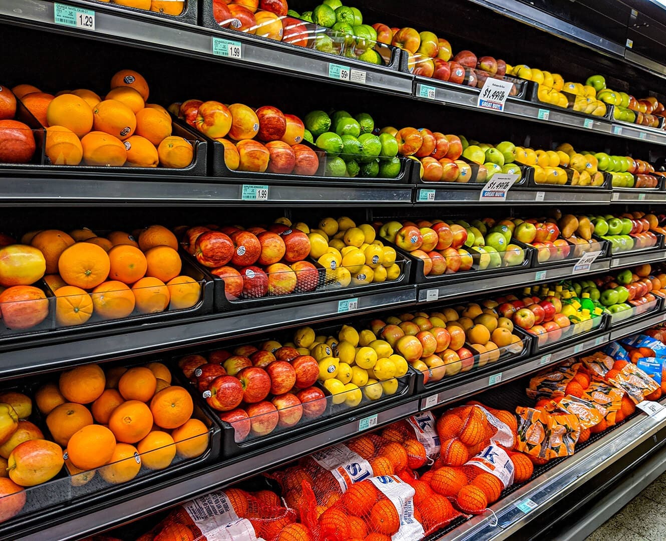 Grocery store fruit aisle