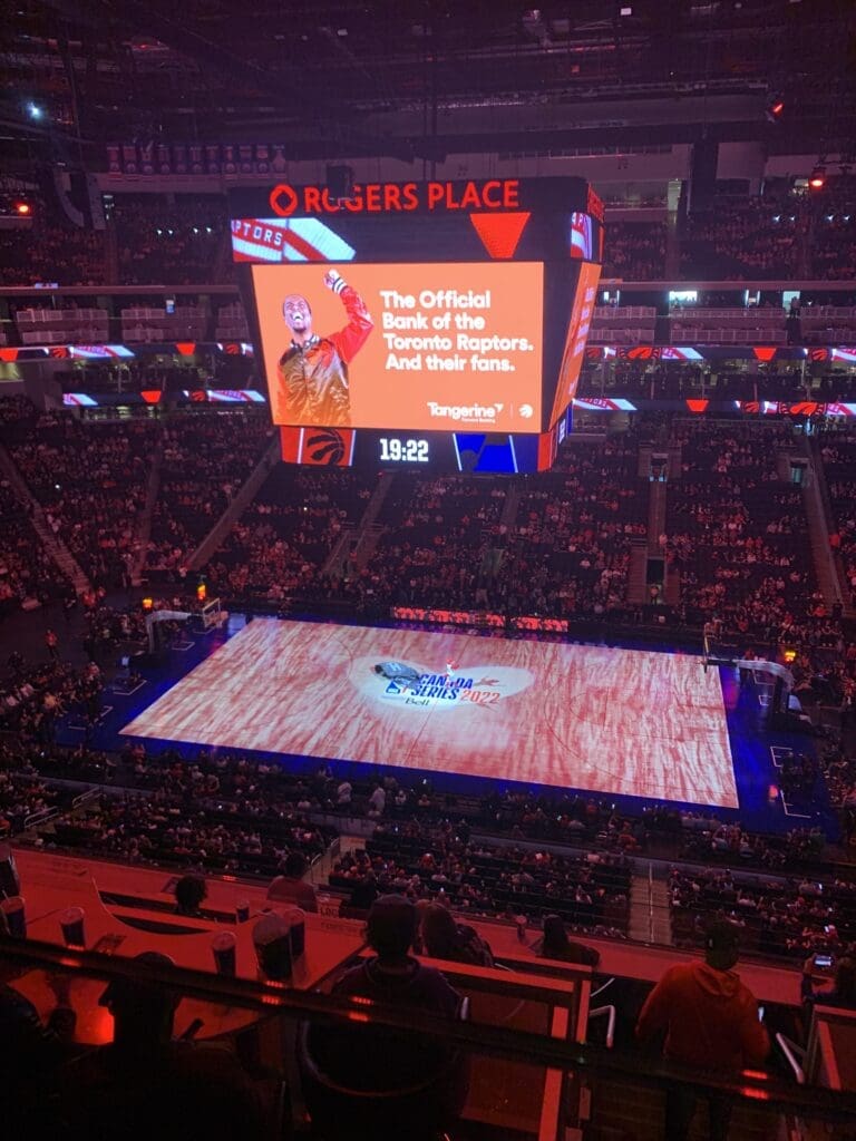View from Emmett's seat at the Raptors game in Edmonton 