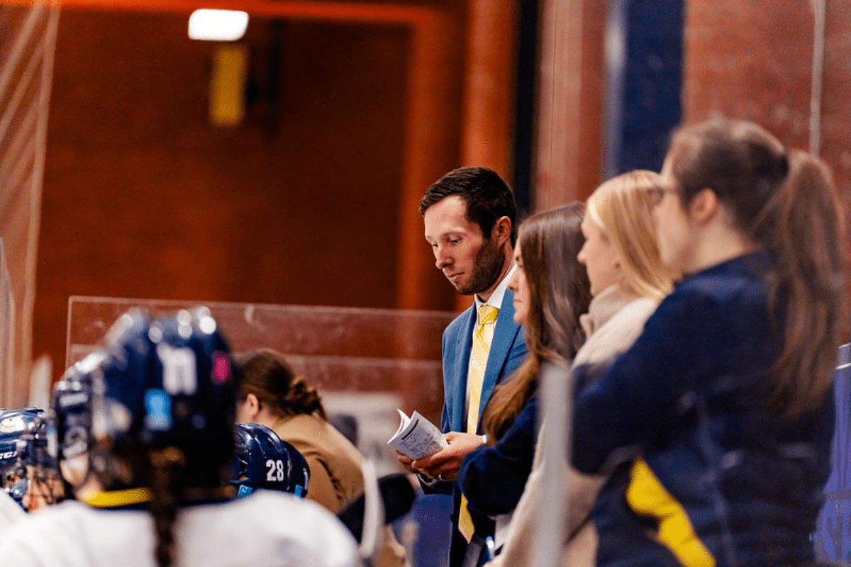 Brendan Jensen Ooks Women’s Hockey Ooks Women's Hockey Coach Brendan Jensen during a game