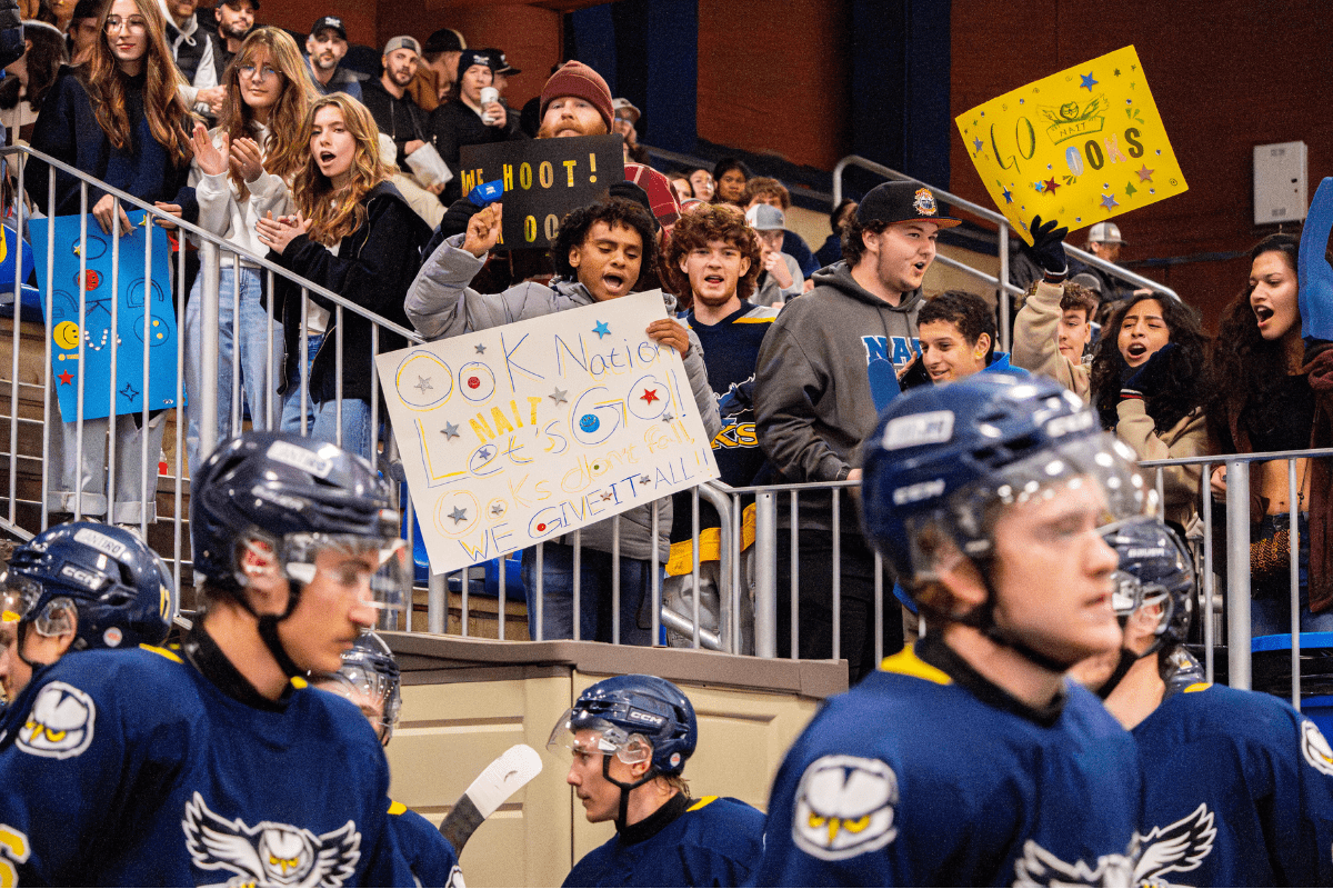 An excited crowd cheers on the Ooks at their home opener Oct. 18. Photo by Ana Kostyrko