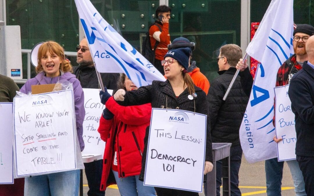 NAIT staff rally in support of teachers