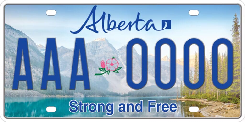 Alberta Strong and Free License plate