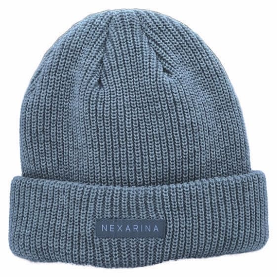 A grey/blue beanie from Nexarina.